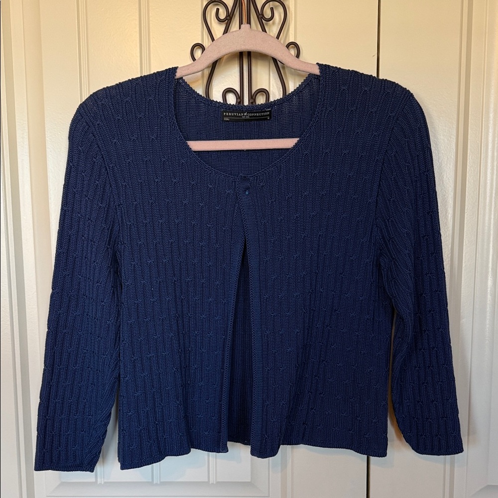 Peruvian Connection Navy Blue Cardigan